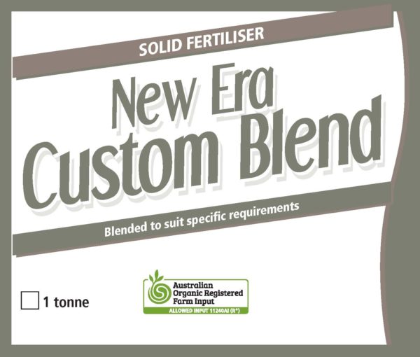 New Era Custom Blend Pelletised Organic Fertiliser Label