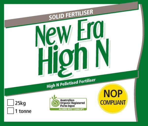 New Era High N Pelletised Nitrogen Fertiliser Organic Label