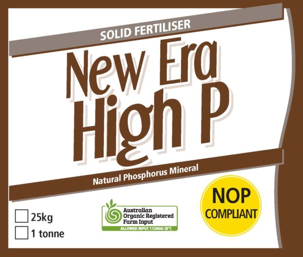 New Era High P Natural Phosphorous Mineral Fertiliser Label
